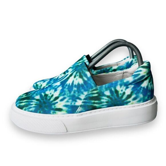 J/Slide Dusty Slip-on Casual Platform Sneakers Blue Tie Dye Women's 8 - Picture 2 of 11